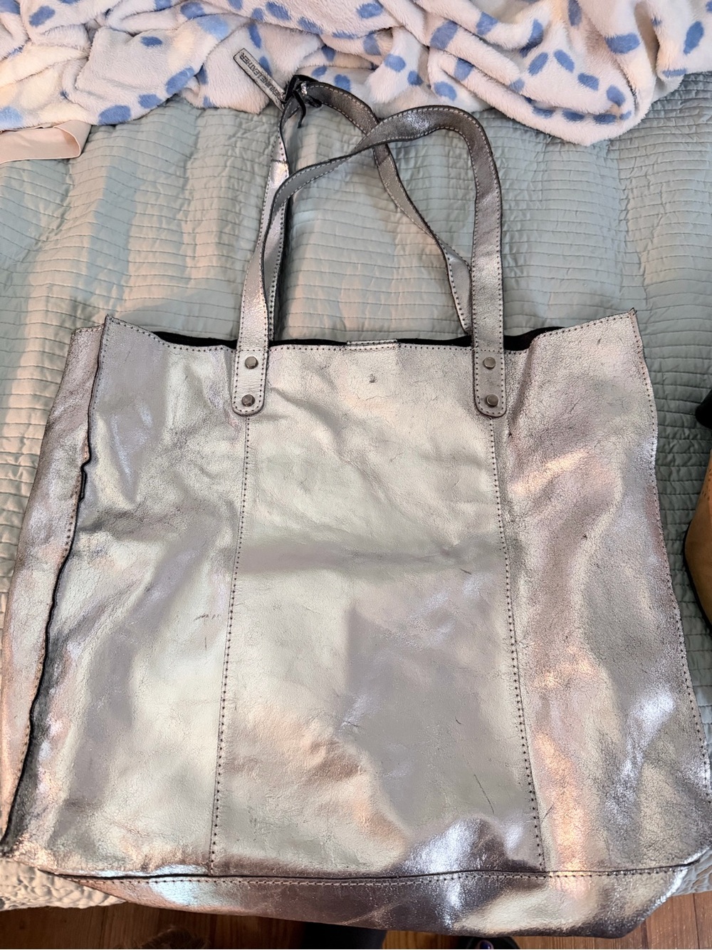 Metallic Silver Tote Bag - Women